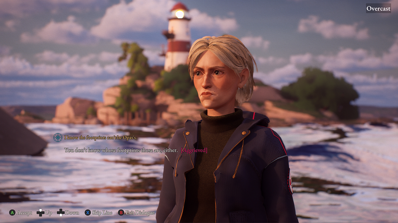 Conversation with the crew, showing dialogue choices