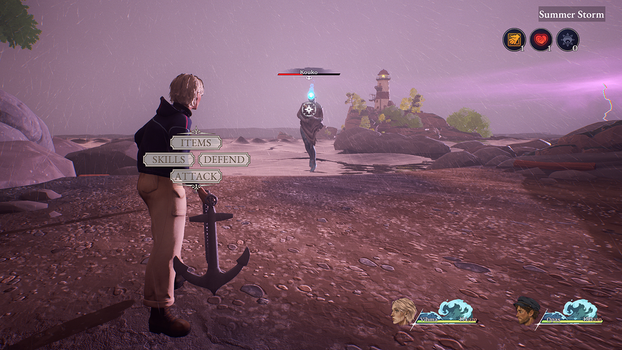 Turn-based combat during a summer storm