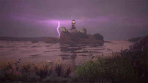 The same location under a lightning storm after the crew falls out
